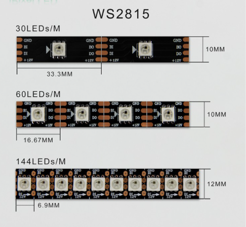 WS2815 30/60/144 LED Pixel Strip