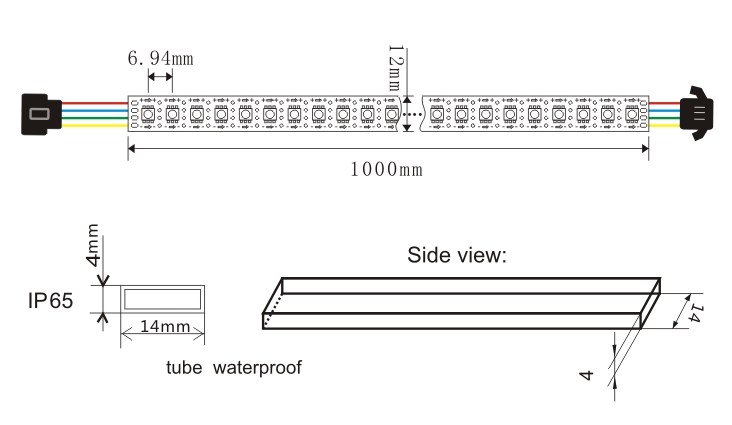 SK9822 APA102C Flexible RGB Pixel LED Strip 144LEDs/m