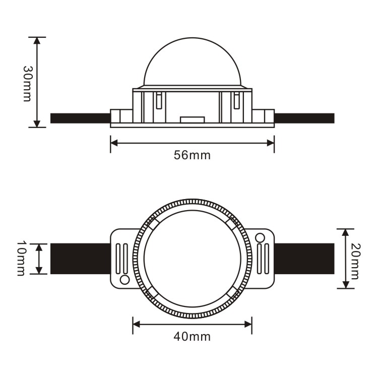 40mm DMX512 Dome RGBW Pixel Strings Module LED Dot Lights